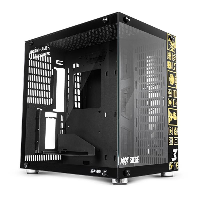 Gabinete Gamer DT3 Sports Hyperspace Rainbow Six Siege Lateral/Frontal Vidro Temp Preto/Amarelo, 11346-6