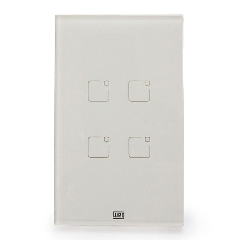 Interruptor Inteligente Weg, Wi Fi, 4 Botoes Touch, Branco, 16638089