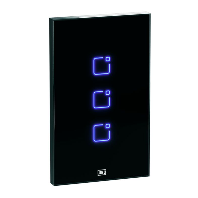 Interruptor Inteligente Weg, Wi Fi, 3 Botoes Touch, Preto, 16638139