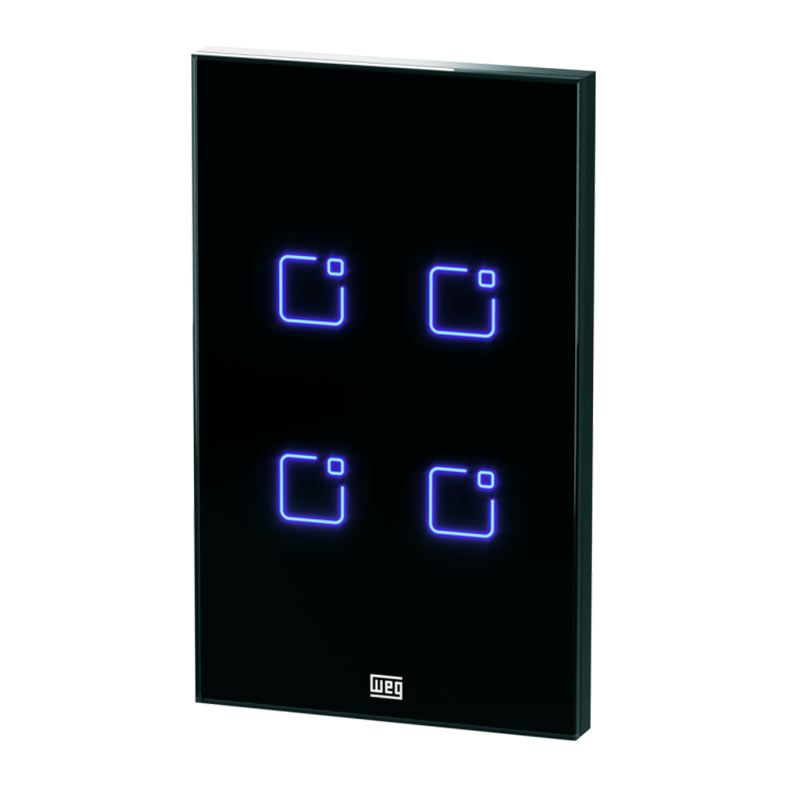 Interruptor Inteligente Weg, Wi Fi, 4 Botoes Touch, Preto, 16638140