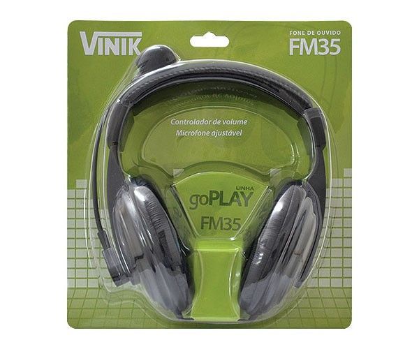 Headset Vinik Go Play FM35, Driver 40mm, P2, Preto, 20202