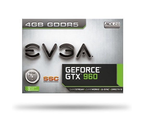 Placa de Vídeo EVGA Geforce GTX 960 SSC ACX 2.0+ 4GB GDDR5 128Bit, 04G-P4-3966-KR - BOX 