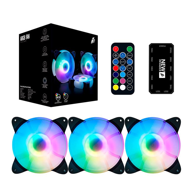 Kit Ventoinhas 1STPlayer CC, RGB, 3x120mm, 1STP-CC