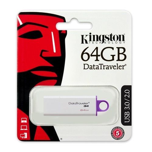 Pendrive kingston Datatraveler Generation 4 64GB USB 3.0 Violeta,DTIG4/64GB - BOX