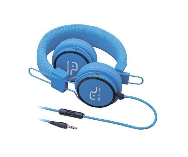 Fone de Ouvido Multi Com Microfone Headfun P2 3.5mm Azul, PH089