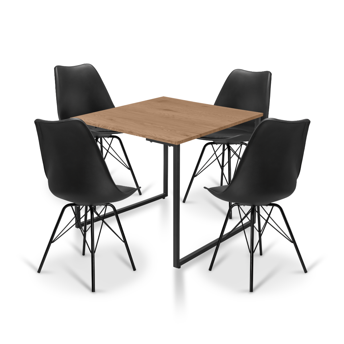 Kit Mesa de Jantar Quadrada 80cm + 4 Cadeiras de Jantar Eames