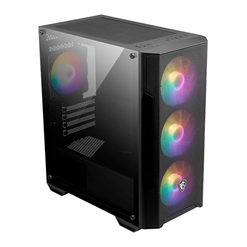 Gabinete Gamer Msi Mag Forge M A Rgb Mid Tower Lateral De Acrilico Com Fans Preto