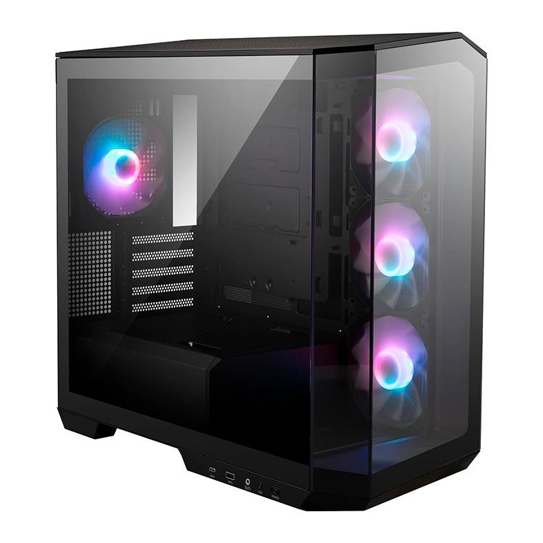 Gabinete Gamer MSI MAG Pano M100R PZ, ARGB, Mid-Tower, Lateral de Vidro, Com 4 Fans, Preto, 306-7G24R22-809