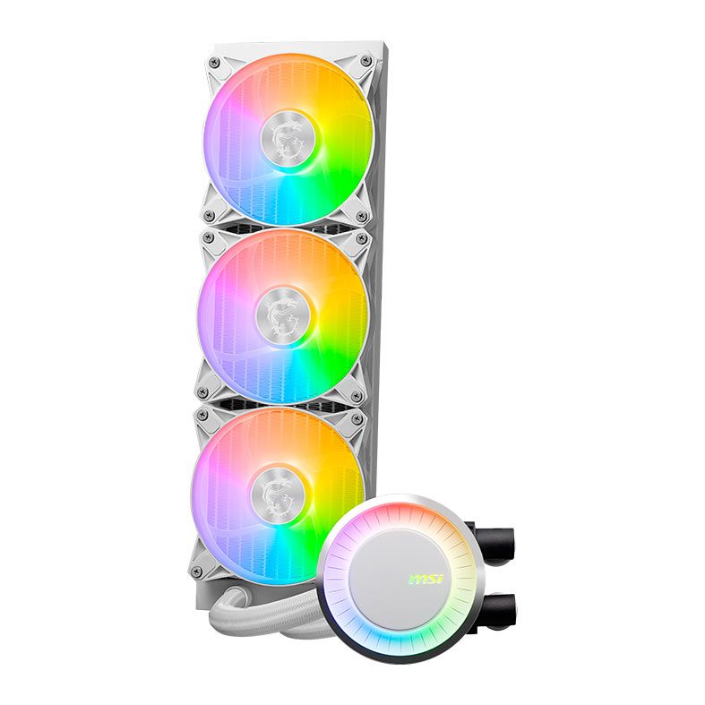 Water Cooler MSI MAG Coreliquid E360, ARGB, 360mm, Branco, 306-7ZW6E27-C24