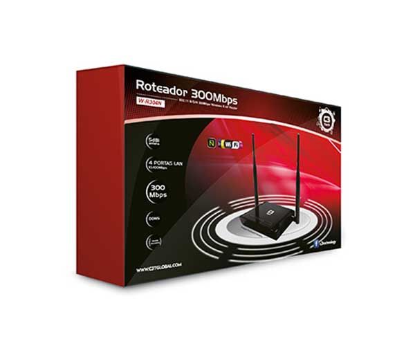 Roteador Wireless C3 Tech 300Mbps com 2 antenas, W-R304N