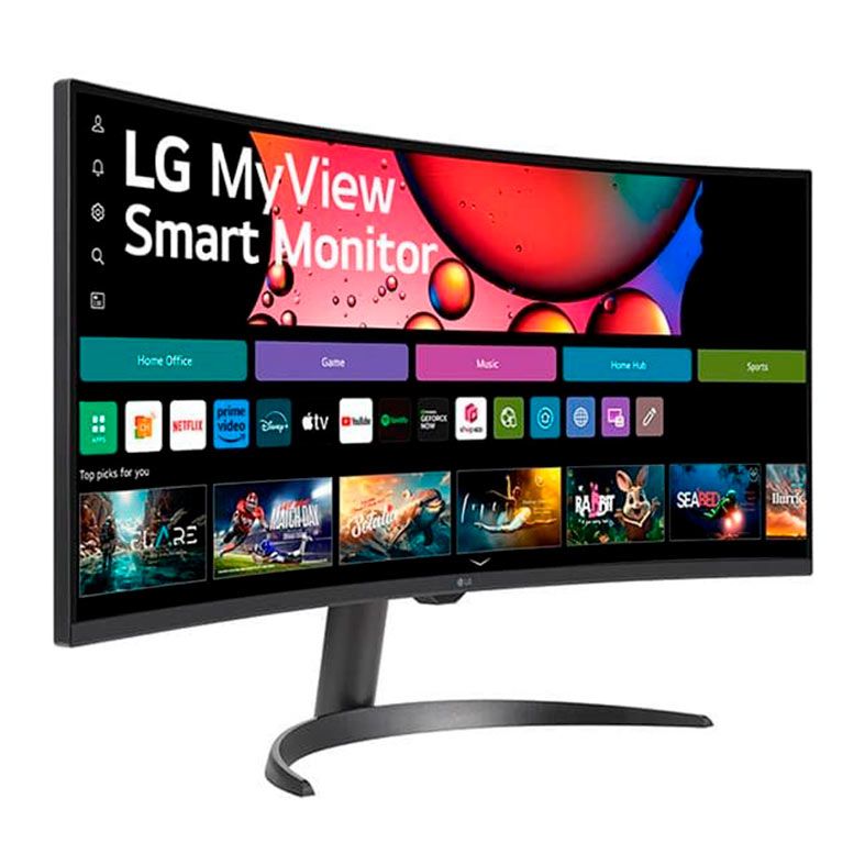 Monitor LG MyView Smart, 34 Pol, VA, Curvo, QHD, 5ms, 100Hz, ThinQ Home, Air Play 2, Bluetooth, HDMI, 34SR60QC-B