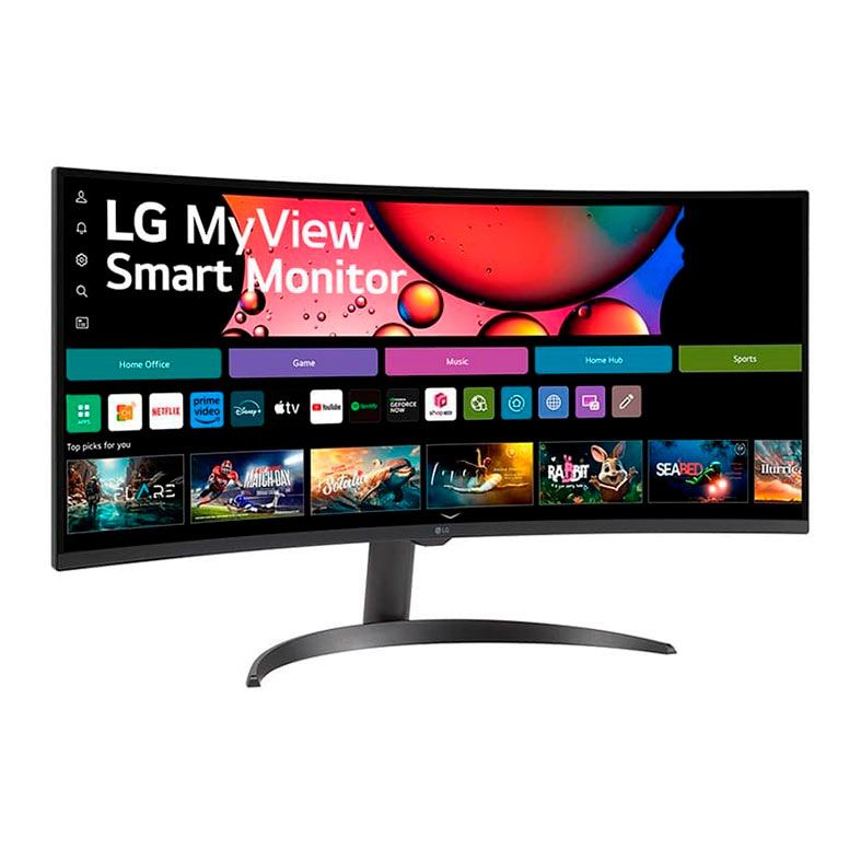 Monitor LG MyView Smart, 34 Pol, VA, Curvo, QHD, 5ms, 100Hz, ThinQ Home, Air Play 2, Bluetooth, HDMI, 34SR60QC-B