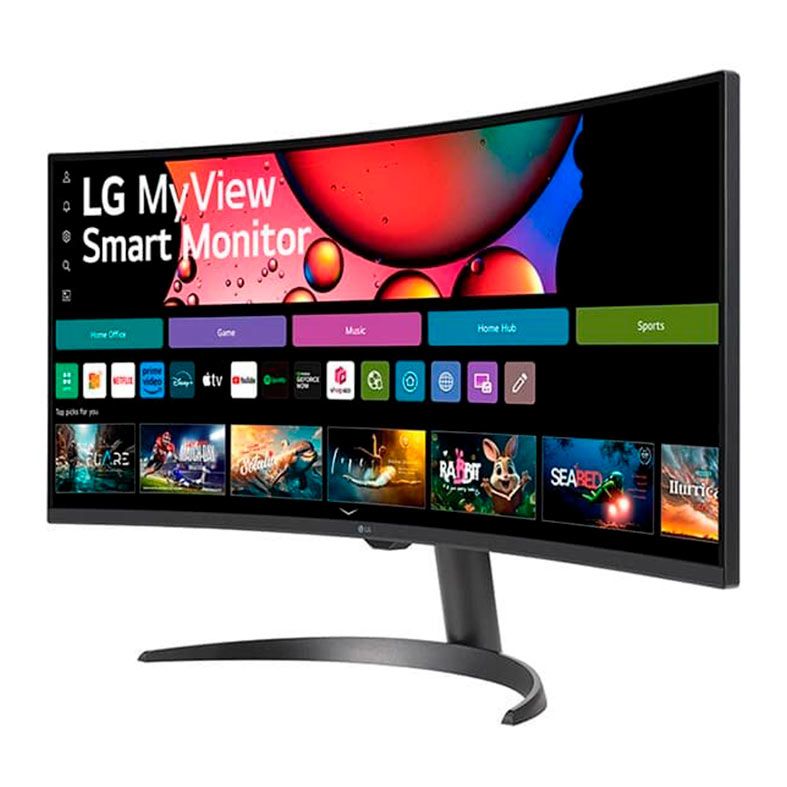 Monitor LG MyView Smart, 34 Pol, VA, Curvo, QHD, 5ms, 100Hz, ThinQ Home, Air Play 2, Bluetooth, HDMI, 34SR60QC-B
