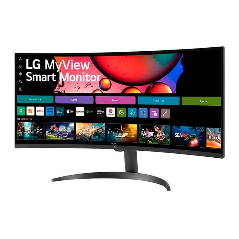 Monitor LG MyView Smart, 34 Pol, VA, Curvo, QHD, 5ms, 100Hz, ThinQ Home, Air Play 2, Bluetooth, HDMI, 34SR60QC-B