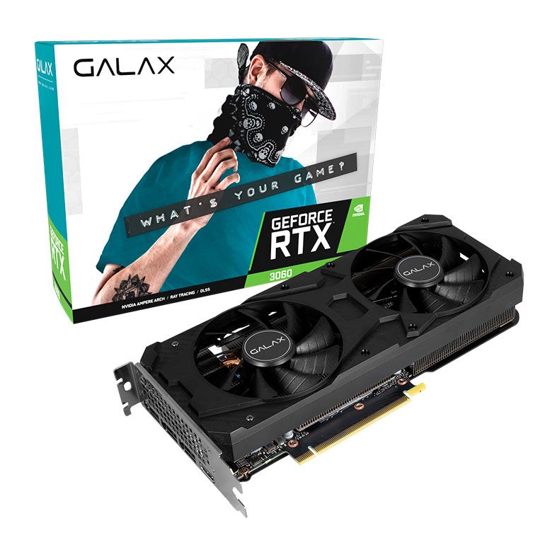 Placa de Video Galax Geforce RTX 3060 1-Click OC, 8GB, GDDR6, 128-Bit, 36NSL8MD6OCC-NAC