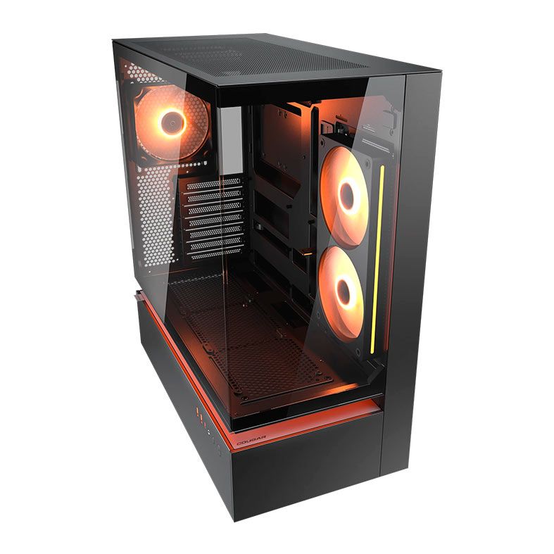 Gabinete Gamer Cougar CFV235, Mid Tower, Lateral de Vidro, Com 1 Fan Unity de 240mm Invertida + 1 Fan aRGB de 120mm, Preto, 382DA40.0001