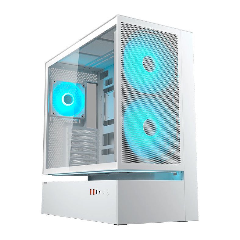 Gabinete Gamer Cougar CFV235 Mesh, RGB, Mid Tower, Lateral de Vidro, Com 3 Fans, Branco, 382DA40.0006