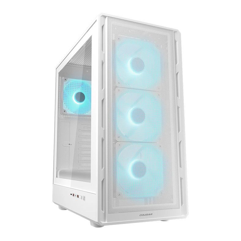 Gabinete Gamer Cougar Airface Pure Pro, ARGB, Mid-Tower, Lateral de Vidro, Com 3 Fans, Branco, 382GA50.0004