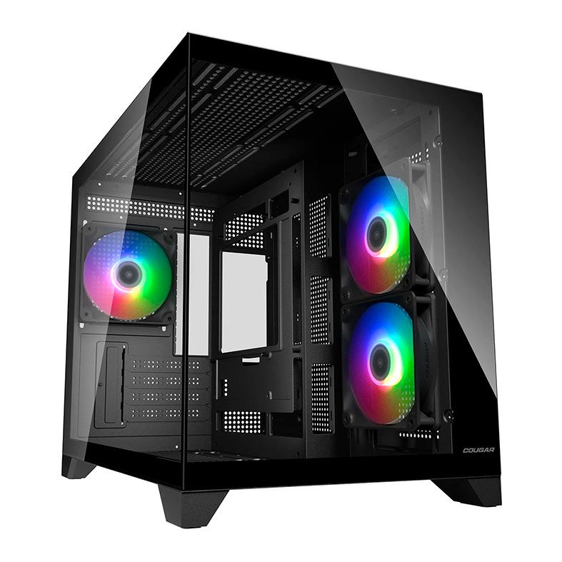 Gabinete Gamer Cougar FV150 Mini, RGB, Mini-Tower, Lateral de Vidro, Com 3 Fans, Preto, 382QA60.0001