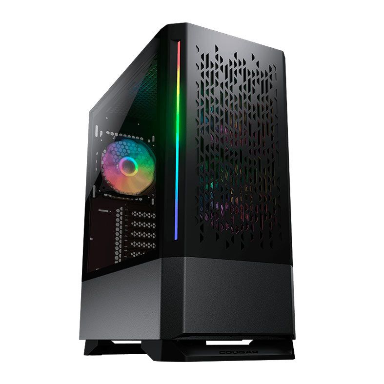 Gabinete Gamer Cougar MX430 Air RGB, Mid-Tower, Lateral de Vidro, Com 3 Fans, Preto, 3851C60.0001