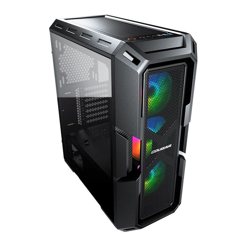 Gabinete Gamer Cougar MX440 Mesh RGB, Mid-Tower, Lateral de Vidro, Com 3 Fans, Preto, 3856C10.0007