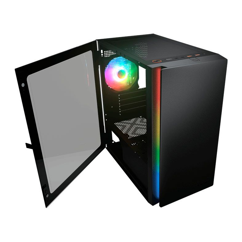 Gabinete Gamer Cougar Purity RGB, Lateral de Vidro, Com 1 Fan, Preto, 385PC40.0001
