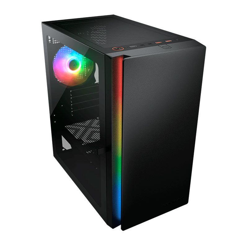 Gabinete Gamer Cougar Purity RGB, Lateral de Vidro, Com 1 Fan, Preto, 385PC40.0001