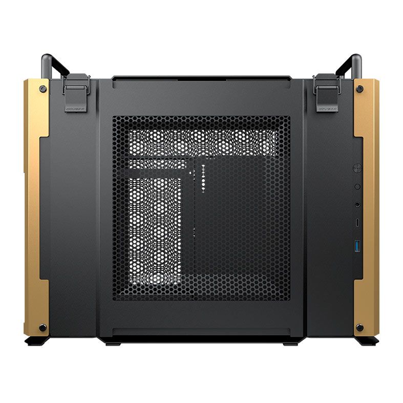 Gabinete Gamer Cougar Dust 2 Desert Sand, Com 2 Fans, Preto e Dourado, 385QM90.0009