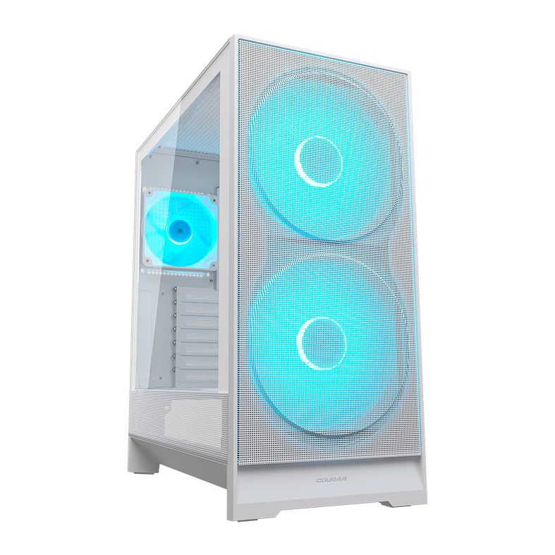 Gabinete Gamer Cougar Airface 180, ARGB, Mid-Tower, Lateral de Vidro, Com 3 Fans, Branco, 385VA40.0002