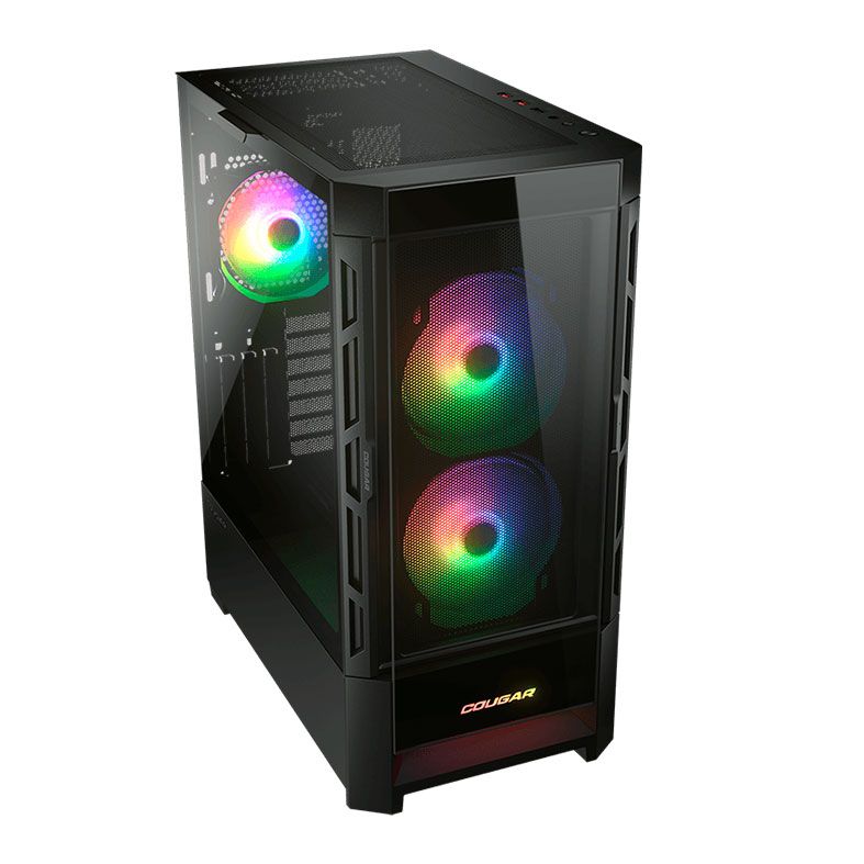 Gabinete Gamer Cougar Duoface RGB, Mid-Tower, Lateral de Vidro, Com 3 Fans, Preto, 385ZD10.0001