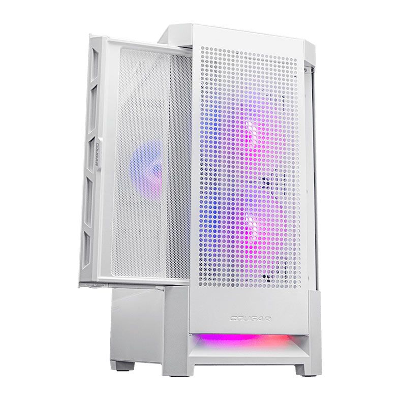 Gabinete Gamer Cougar Duoface RGB, Mid-Tower, Lateral de Vidro, Com 3 Fans, Branco, 385ZD10.0003
