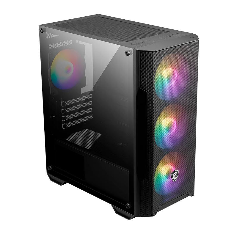 Gabinete Gamer MSI MAG Forge M100A D60, RGB, Mid-Tower, Lateral De Acrilico, Com 4 Fans, Fonte 600W, Preto, 3B6-BZ05024-809