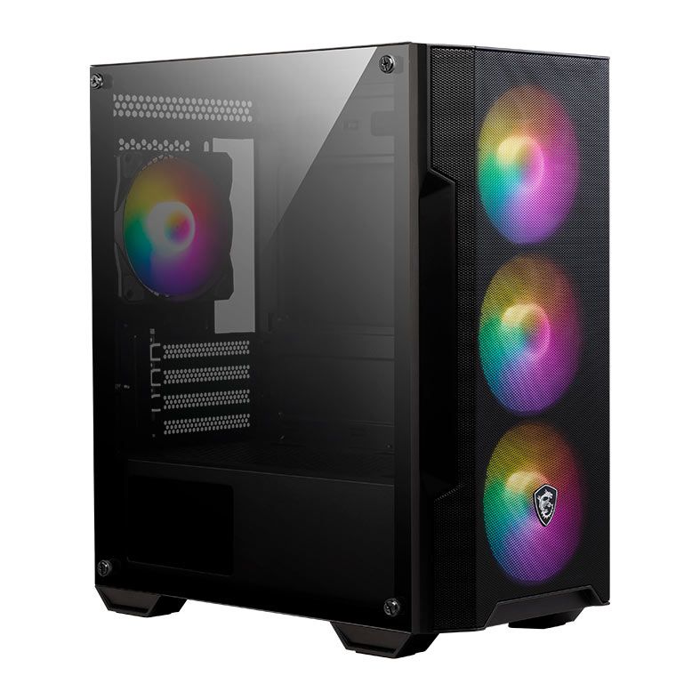 Gabinete Gamer MSI MAG Forge M100A D60, RGB, Mid-Tower, Lateral De Acrilico, Com 4 Fans, Fonte 600W, Preto, 3B6-BZ05024-809