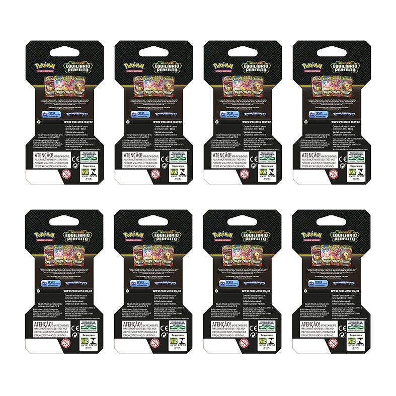 Kit 8 Booster Pokémon TCG, com Embalagem Especial de Megaevolução Equilíbrio Perfeito, 48 cartas