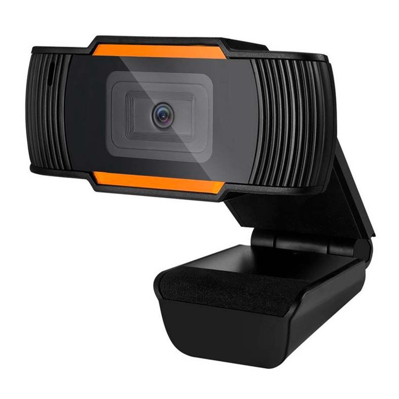WebCam Brazil Pc V5 HD 720P C/ Microfone Preto/Laranja, 46189