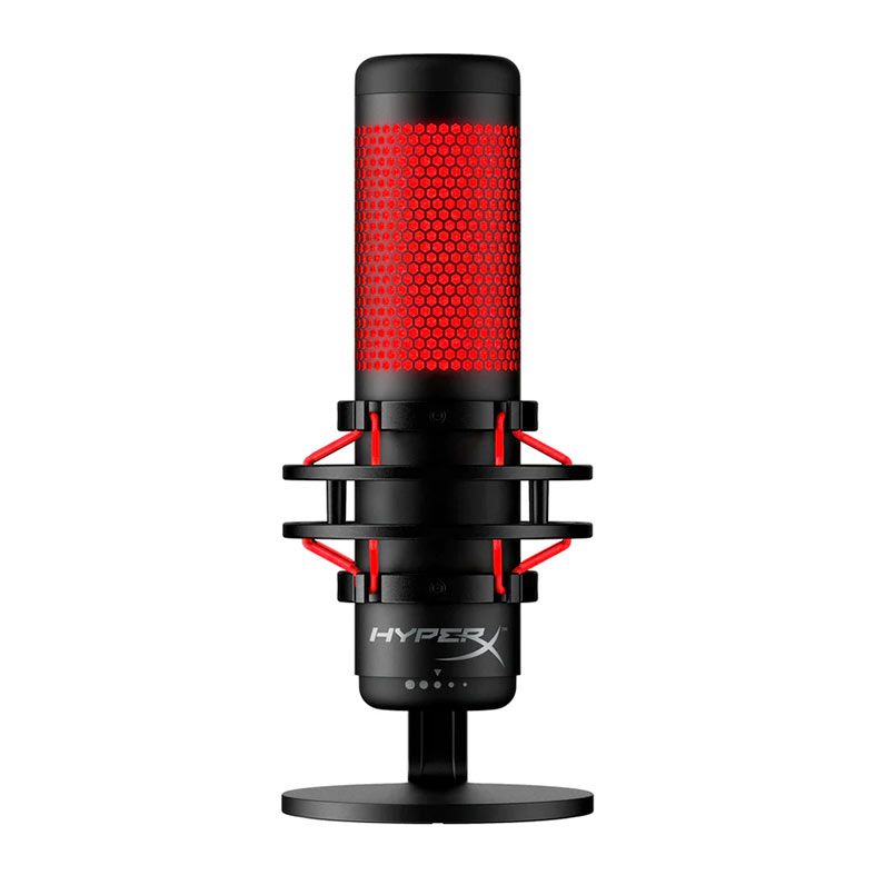 Microfone HyperX QuadCast, LED, USB, Preto e Vermelho, 4P5P6AA
