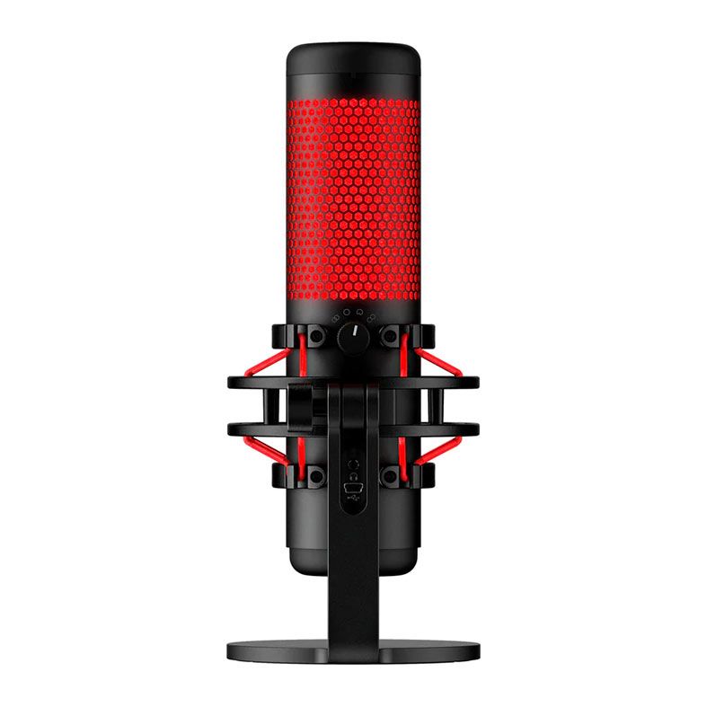 Microfone HyperX QuadCast, LED, USB, Preto e Vermelho, 4P5P6AA