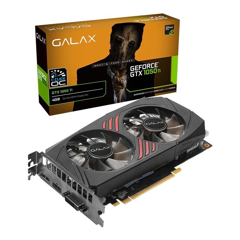 Placa de Video Galax Geforce GTX 1050 Ti 1-Click OC, 4GB, GDDR5, 128-Bit, 50IQH8DSQ3CC-NAC