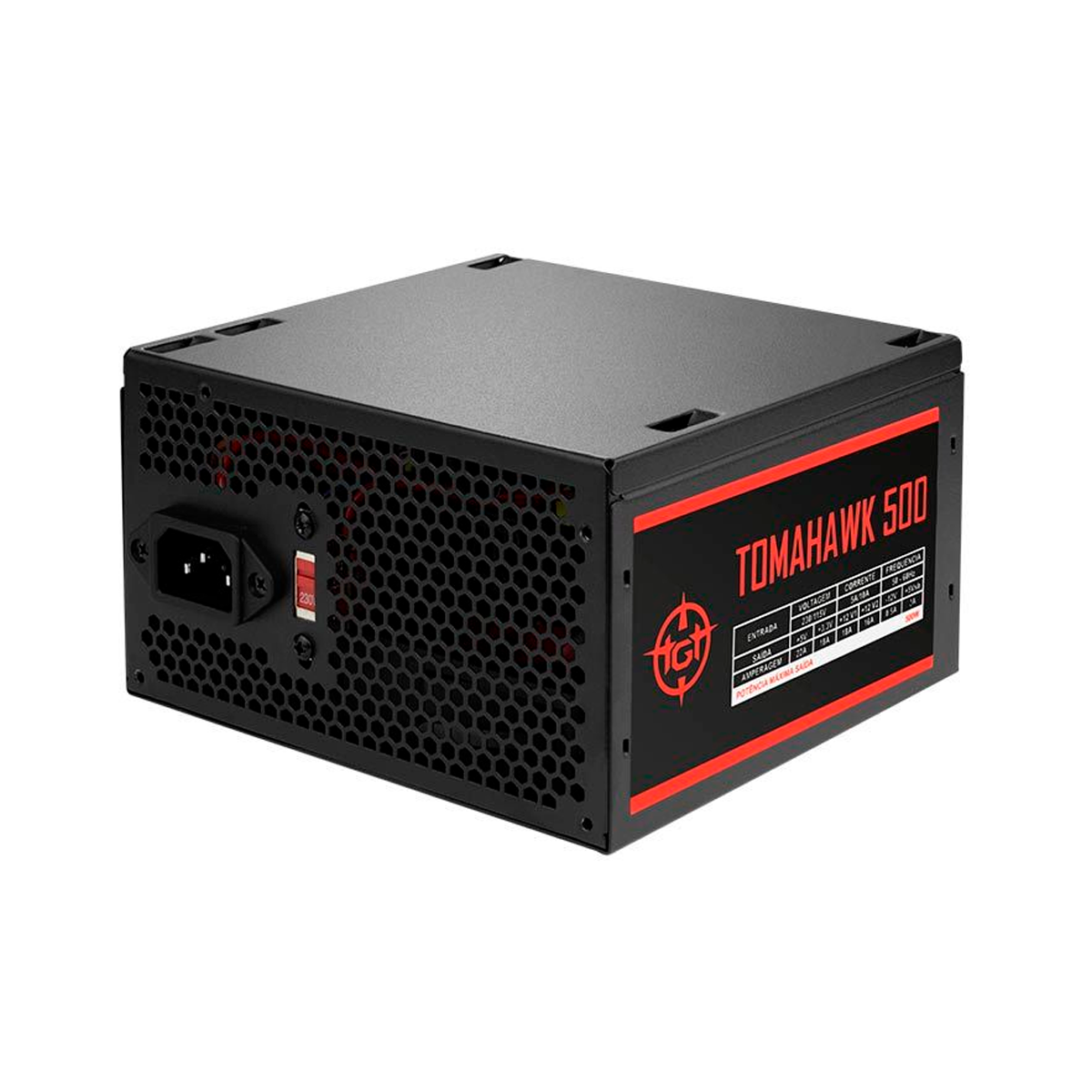 Kit Gabinete Gamer Crusader + Fonte Tomahawk 500w + Cabo de Força