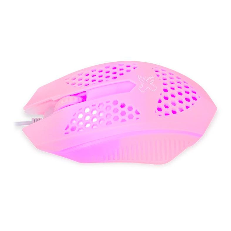 Mouse Maxprint Geek Pro Series, Led Rainbow, 1200DPI, 3 Botoes, Rosa, 60000126
