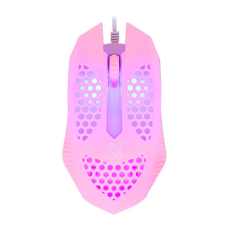 Mouse Maxprint Geek Pro Series, Led Rainbow, 1200DPI, 3 Botoes, Rosa, 60000126