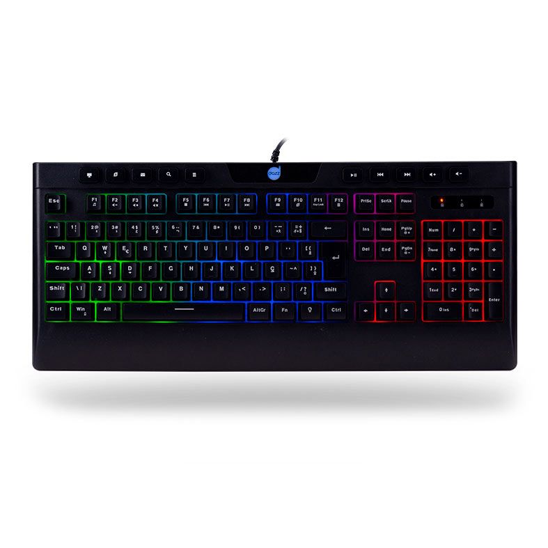 Teclado Gamer Dazz Ballistic Cinetic, Rainbow, ABNT2, Preto, 62000042