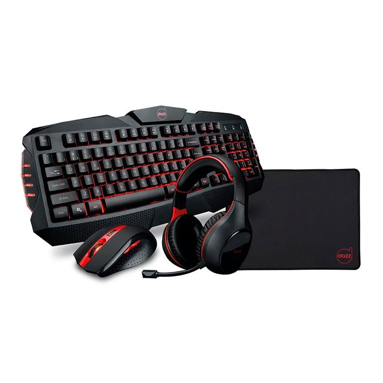 Combo Gamer 4x1 Dazz Arsenal, Teclado ABNT2, Mouse 4000 DPI, Mousepad 360x280x3 mm, Headset, 625237