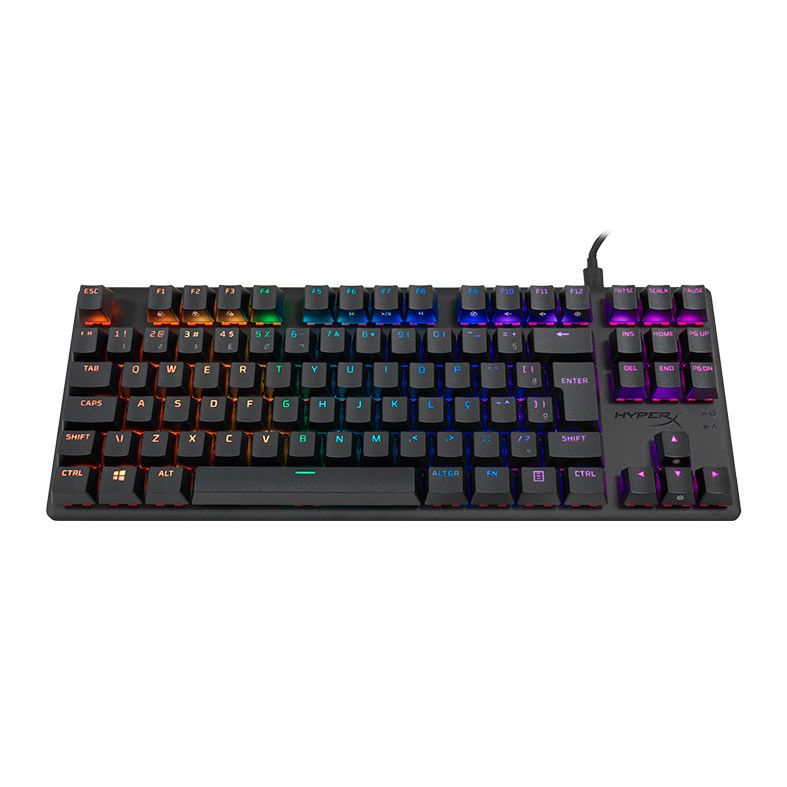 Teclado Mecanico Gamer HyperX Alloy Origins, RGB, ABNT2, Switch Red, Preto, 639N7AA-AC4