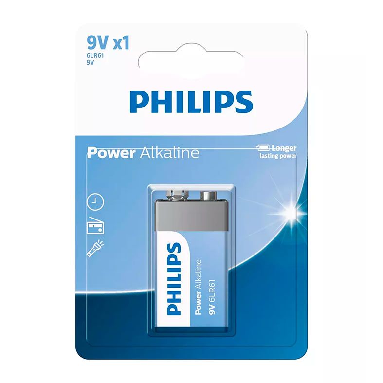 Pilha Alcalina Philips Power, 9V, 6LR61P1B-59
