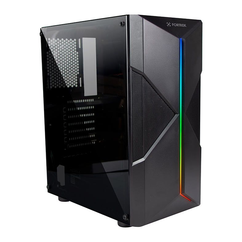 Gabinete Gamer Fortrek Holt RGB, Mid Tower, Lateral Acrilico, Preto, 70571