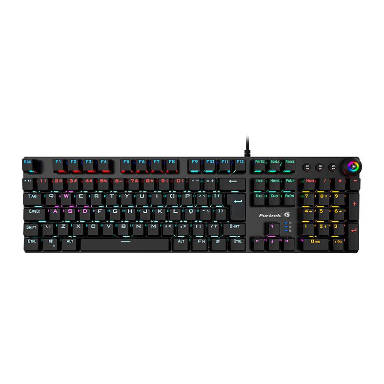Teclado Mecanico Gamer Fortrek GPRO K7 Black Edition, Rainbow, ABNT2, Switch Azul, Preto, 74751