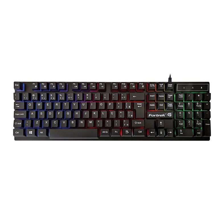 Teclado Gamer Fortrek Blackfire, Rainbow, ABNT2, Preto, 75661