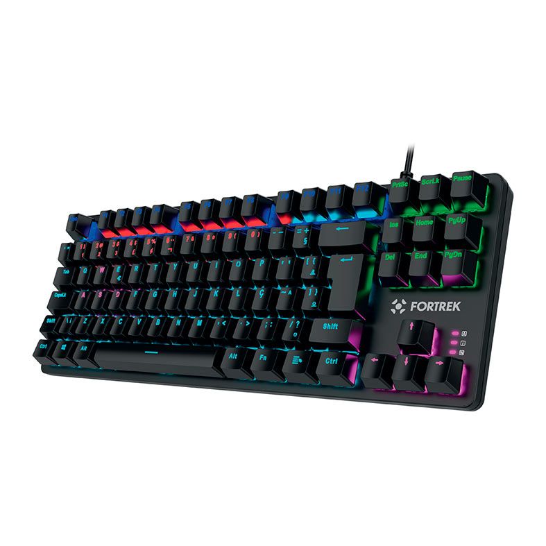 Teclado Mecanico Fortrek Black Hawk Compacto, Rainbow, ABNT2, Switch Brown, Preto, 75939