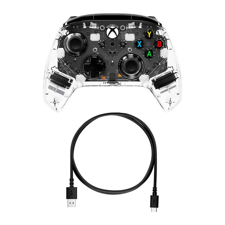 Controle HyperX Xbox Clutch Gladiate RGB, Transparente, 7D6H2AA